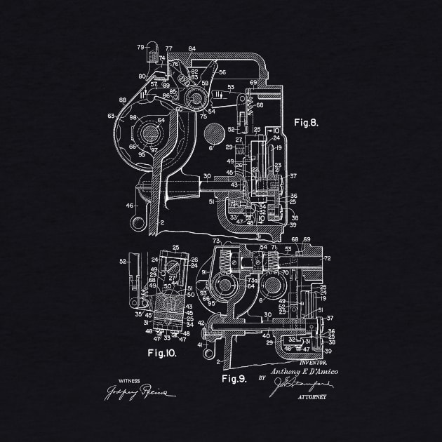 Zigzag Mechanism for Sewing Machine Vintage Patent Hand Drawing by TheYoungDesigns